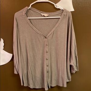 Women's Grey Button-Up Top